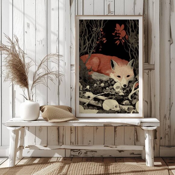 Original Red Fox With Skulls Art Print + Digital Copy - Picture 8 of 10